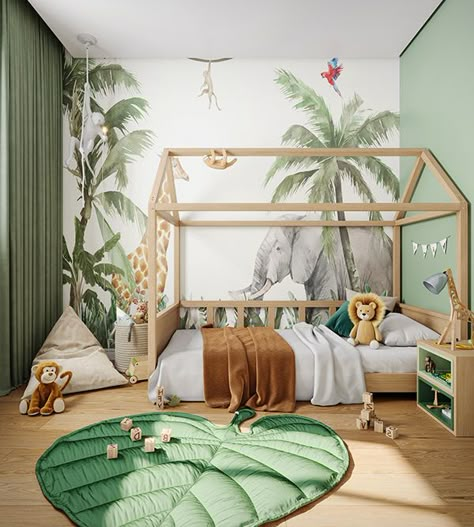 Toddler Safari Bedroom, Kids Safari Bedroom, Safari Bedroom Kids, Animal Themed Bedroom, Safari Bedroom, Jungle Bedroom, Safari Room, Toddler Boy Room Decor, Toddler Boy Room