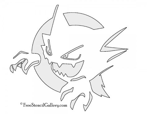 Pokemon - Haunter Stencil | Free Stencil Gallery Gengar Pumpkin, Pokemon Pumpkin Stencils, Jackolantern Patterns, Pokemon Stencils, Printable Pumpkin Carving Stencils, Pokemon Pumpkin, Pumpkin Carving Stencils Templates, Pokemon Mix, Pokemon Meowth