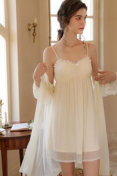 Nighties For Women Wedding Night, Victorian Nightgown Romantic, Wedding Night Outfit Brides, Night Gowns For Women, Wedding Night Outfit, Nightgown Romantic, Nightgown Sleep, Cute Nightgowns, Girls Night Dress