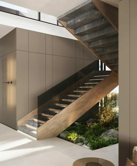 Wall Cladding Interior, Stairs Cladding, Wall Cladding Designs, Small House Design Architecture, Interior Design Aesthetic, Staircase Interior Design, Staircase Design Modern, Contemporary Stairs, Staircase Railing Design