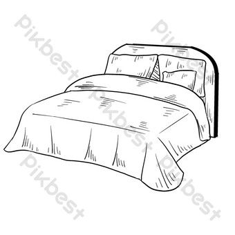 Cute Bed Drawings, Bed Tattoo Design, Bed Design Drawing, Bed Art Drawing, How To Draw A Bed, Bed Drawing Sketches, Bed Drawing Reference, Bed Drawing Easy, Bed Doodle