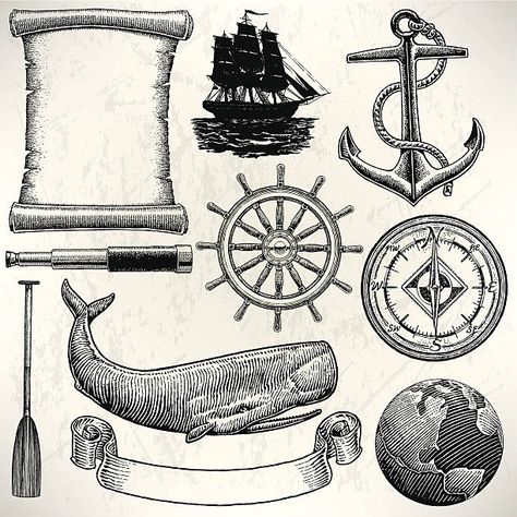 1,426,980 Vintage Photos and Premium High Res Pictures - Getty Images Whale Plate, Vintage Nautical Tattoo, Nautical Drawings, Traceable Patterns, Sailing Tattoo, Sailor Aesthetic, Scrimshaw Art, Sailing Theme, Nautical Logo