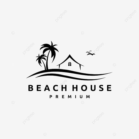 Beach House Logo Design, Beach House Branding, Beach House Logo, Sea Logo, Beach Cartoon, Chairs Logo, House Icon, Beach Logo, Kitchen Logo