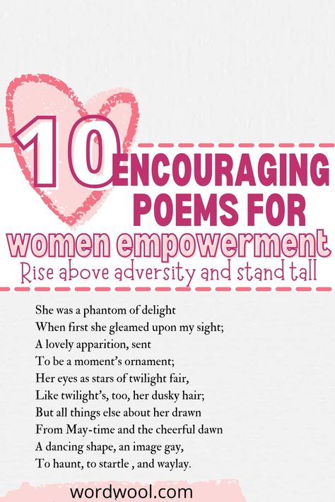 Discover the power of words with our inspiring collection of poems celebrating women empowerment! These uplifting verses honor strength, resilience, and the fierce spirit of women everywhere. Perfect for igniting confidence and motivating change, these poems encourage you to embrace your voice and stand tall in your truth. Share them with your circle or keep them close for a daily dose of inspiration. Together, let’s uplift and empower! Poems For Women, Poems About Dreams, Uplifting Verses, Encouraging Poems, Rumi Poem, Poetry Prompts, Forms Of Poetry, Celebrating Women, The Power Of Words