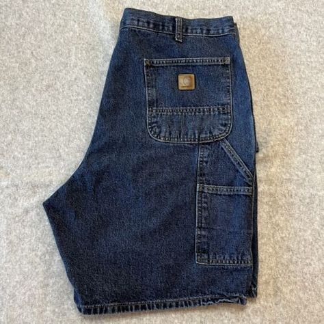 Carhartt Jean Shorts Mens 39 x 8 Blue Carpenter Denim Utility Work B28 DPS  | eBay