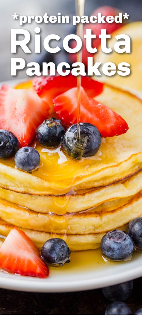 Easy Ricotta Pancakes, Ricotta Cheese Pancakes, Fluffy Lemon Ricotta Pancakes, Pancakes Ricotta, Sour Cream Pancakes, Basic Pancakes, Light And Fluffy Pancakes, Greek Yogurt Pancakes, Lemon Ricotta Pancakes