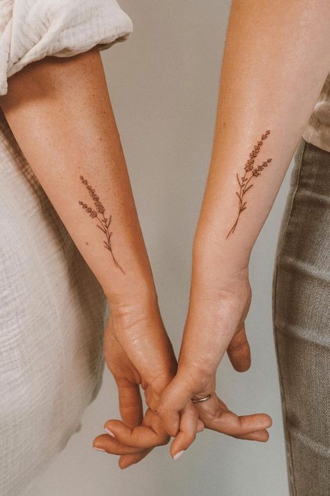 Kinda Matching Tattoos, Friendship Tree Tattoo, Floral Friend Tattoos, Distant Friends Tattoo, Sunflower Tattoo Friendship, Best Friend Vine Tattoo, Plant Tattoo Matching, Floral Friendship Tattoos, Rustic Best Friend Tattoos