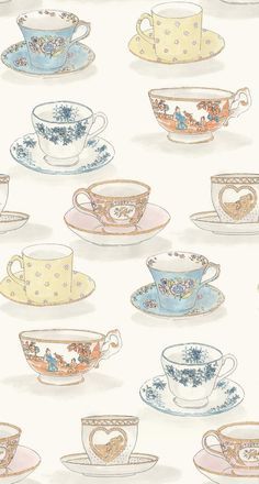 Tee Kunst, Teacups And Saucers, Your Wallpaper, Colour Match, Lets See, Phone Wallpaper Patterns, Tea Art, Pattern Repeat, Cute Patterns Wallpaper