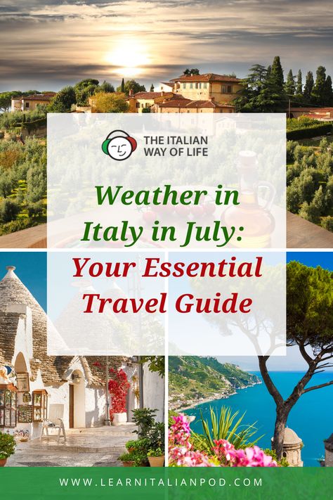 Embark on a sun-soaked Italian adventure with confidence with our essential travel guide focused on the weather in Italy in July! From reliable forecasts to attire recommendations and must-visit spots, this comprehensive guide is your ticket to a seamless and enchanting July in Italy. Whether it’s soaking in the vibrant festivals or relaxing in the serene countryside, know what to expect and how to navigate Italy’s diverse and delightful July offerings! #WeatherInItalyInJuly Italy In July, Italian Lakes Travel, Summer In Northern Italy, Southern Italy Itinerary, Northern Italy Road Trip, Italian Dolomites Summer, Italian Beaches, Beach Activities, Summer Getaway