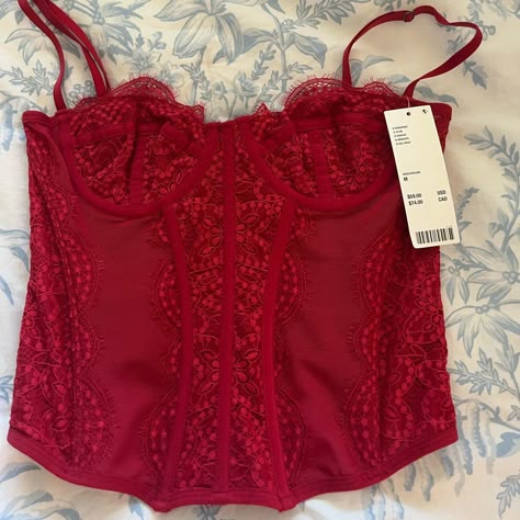 Medium Urban Outfitters Corset, Red Corset Top, Urban Outfitters Tank Top, Red Corset, Urban Outfitters Women, Bustier Top, Urban Outfitters Tops, Women Corset, Red Lace