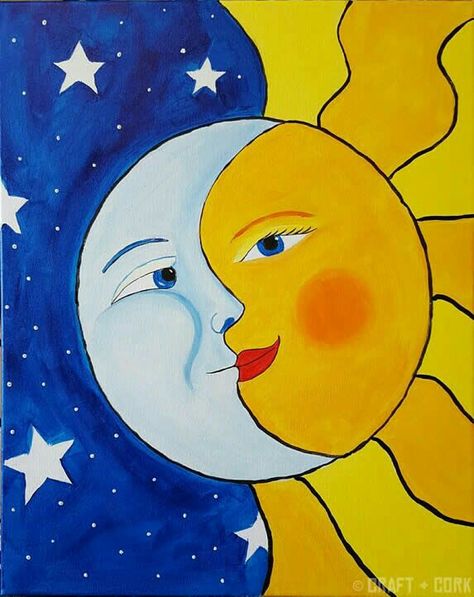 Playroom Painting, Pinterest Painting, Moon Illustrations, Happy Stone, Master Board, Sun And Moon Drawings, Beautiful Peacock, Paint Night, Night And Day