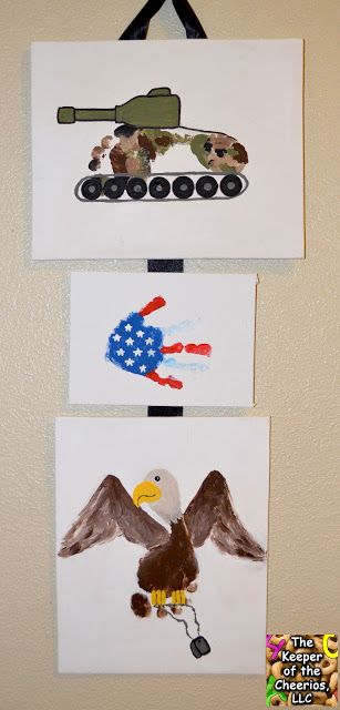 Support Our Troops- Military Footprint and Handprint Craft, Tank Footprint, Eagle Footprint, Flag Handprint Eagle Footprint, Hand And Footprint Crafts, Hand Print Crafts, Foot Print Art, Military Crafts, Print Crafts, Footprint Crafts, Hand Prints, Handprint Craft