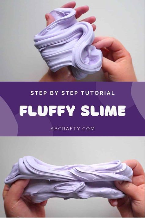 Fluffy Slime - How to Easily Make Fluffy Slime - AB Crafty Fluffy Slime No Glue, Puffy Slime, Easy Fluffy Slime Recipe, Best Fluffy Slime Recipe, Borax Slime Recipe, Fluffy Slime Recipe, Making Fluffy Slime, Slime No Glue, Easy Slime Recipe