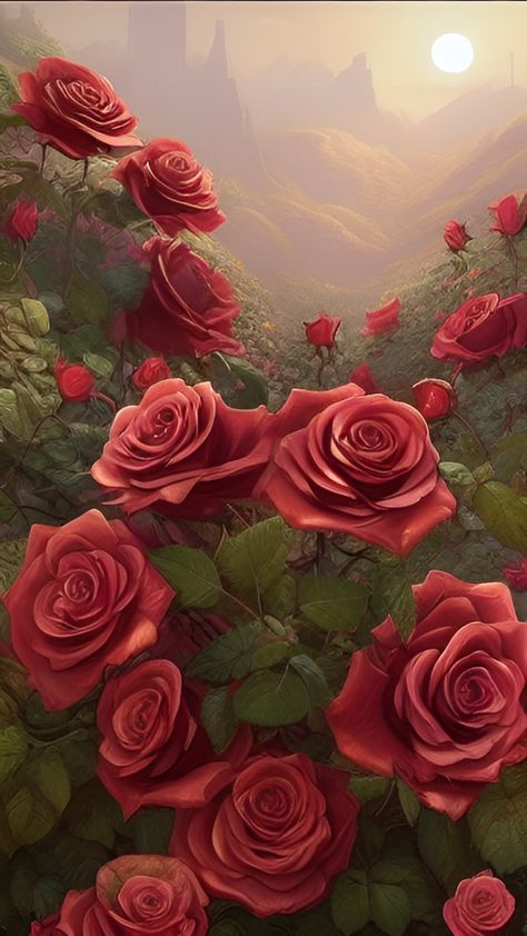 Field of roses with some background Field Of Roses Painting, Lofi Vibes, Leaving Cert, Forest Drawing, Rose Background, Garden Drawing, Rose Arrangements, Roses Drawing, Rose Bush