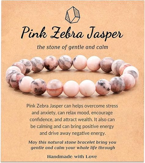 Pink zebra jasper can calm and relax, bring positive energy, drive away negative energy, and heal your soul Magic Library, Pink Zebra Jasper, Crystal Protection, Heal Your Soul, Bracelets Adjustable, Rock Steady, Zebra Jasper, Healing Crystal Jewelry, African Turquoise