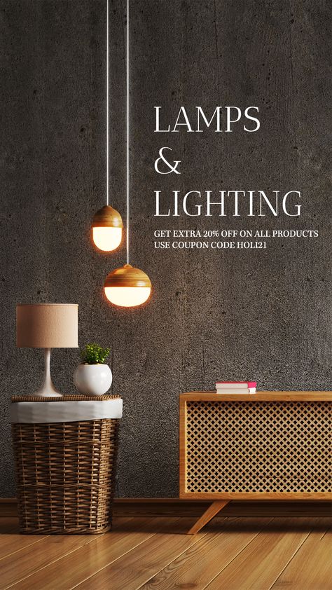 Lamp Creative Ads, Interior Product Design, Interior Design Ads Poster, Interior Design Creative Ads, Interior Promotion, Interior Design Ads, Wellness Interior Design, Interior Design Poster, Furniture Graphic