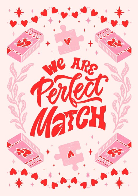 We are Perfect match Hand drawn Valentine's Day Poster - Templates by Canva Valentines Day Infographic, Valentine Day Design Graphic, Valentines Day Designs Graphic, Valentines Day Procreate, Valentine's Graphic Design, Valentines Day Instagram Post Ideas, Valentines Day Event Poster, Happy Valentines Day Illustration, Valentine Graphic Design Poster