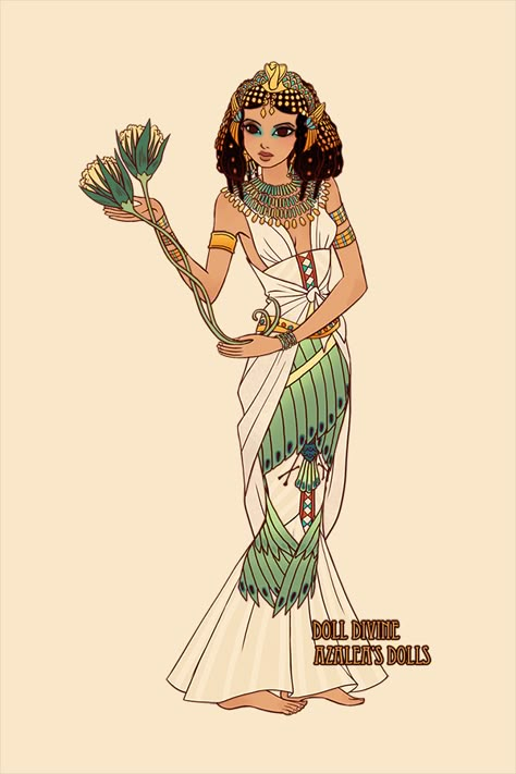 Jewel Of The Nile, Mermaid Digital Art Character Design, Doll Divine Avatar, Ancient Egyptian Character Design, Egyptian Dress Ancient, Ancient Egypt Dress, Egyptian Oc, Egyptian Character Design, Egypt Dress