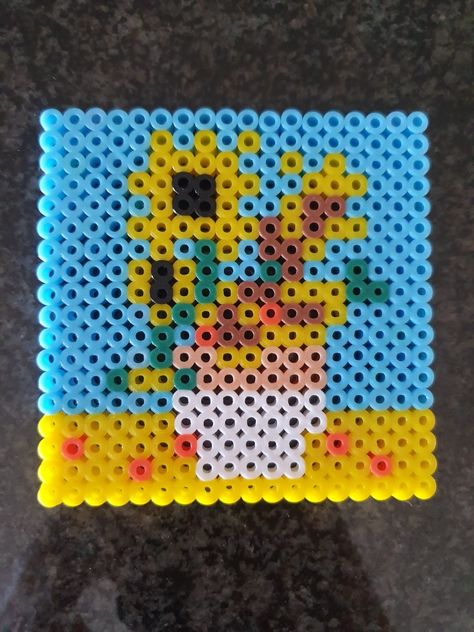 Perler Bead Famous Artwork, Perler Bead Famous Paintings, Hama Beads Coasters, Bead Coasters, Hamma Beads Ideas, Easy Perler Bead Patterns, Pearl Beads Pattern, Easy Perler Beads Ideas, Hamma Beads