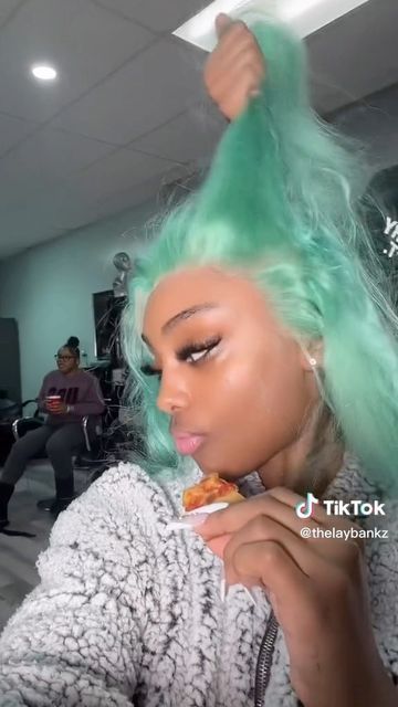 SheSoPrada® - Official on Instagram: "@laybankz In Our Mint Green Body Wave Lace Frontal Wig In 26 Inches & 180% Density 💚 Use Code “Lay” For $$ Off!" Mint Wigs For Black Women, Mint Green Wig Black Women, Mint Green Wig, Mint Green Hair Black Women, 21st Birthday Hairstyles, Mint Green Hair, Light Mint Green, Green Wig, Birthday Hairstyles