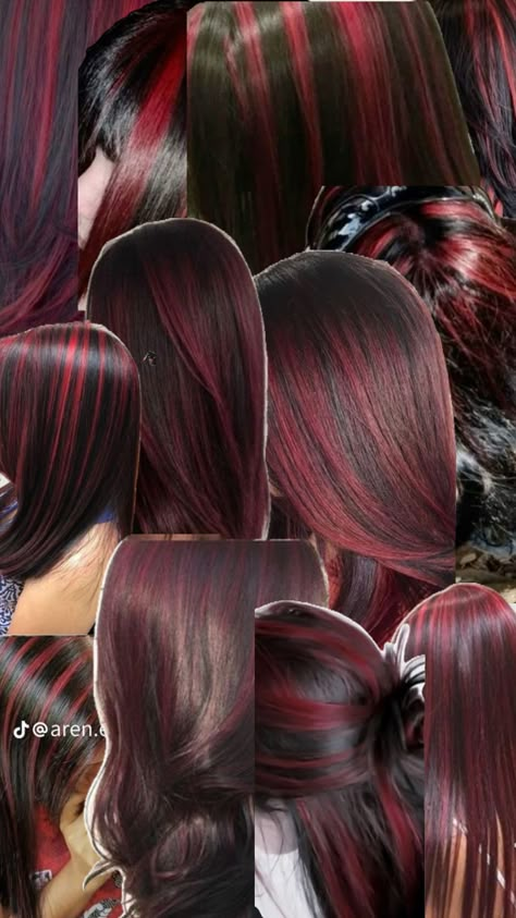 Red Halo Hair, Black And Red Hair, Hair Styels, Mod Hair, Red Hair Inspo, Vibrant Hair, Hair Tint, Hair Inspiration Long, Goth Hair