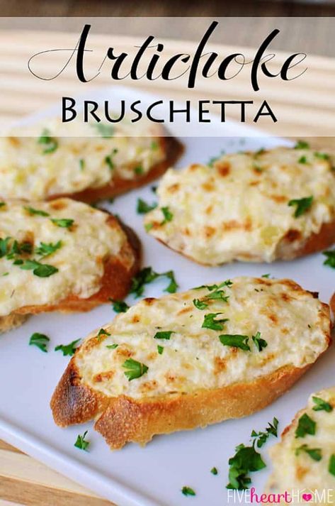 Artichoke Bruschetta, Hot Artichoke Dip, Artichoke Recipes, Finger Foods Easy, Artichoke Dip, Finger Food Appetizers, Party Food Appetizers, Appetizer Dips, Small Bites