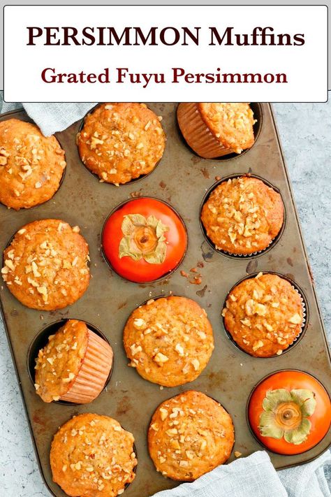 Persimmon Muffin Recipes, Fuyu Persimmon Recipes, Persimmon Muffins, Persimmon Pulp, Fuyu Persimmon, Persimmon Recipes, Muffins Easy, Power Breakfast, Muffins Recipes