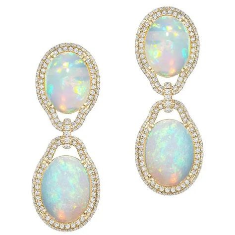 Goshwara Opal Cabochon And Diamond Earrings For Sale at 1stDibs | opal cabochon earrings Mikey Madison, Blessed Wednesday, Real Diamond Earrings, Opal Drop Earrings, Edwardian Jewelry, Florence Welch, Ruby Earrings, Fancy Jewelry, Gem Stones