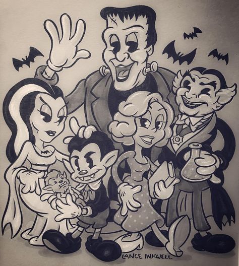 Lance Inkwell (@lance_inkwell) • Instagram photos and videos Lance Inkwell, Sketch Christmas, Reaper Drawing, David Mann Art, 1930s Cartoons, October Art, Creepy Halloween Decorations, Rubber Hose, The Munsters