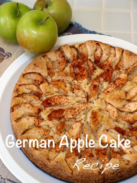 This is a recipe for a traditional German Apple Cake.  It is simple to make and delicious! Easy to follow instructions and photos are provided. German Apple Cake Recipe, German Meals, German Dinner, German Apple Cake, German Dishes, Cake Apple, German Foods, Apple Cake Recipe, Baked Cake