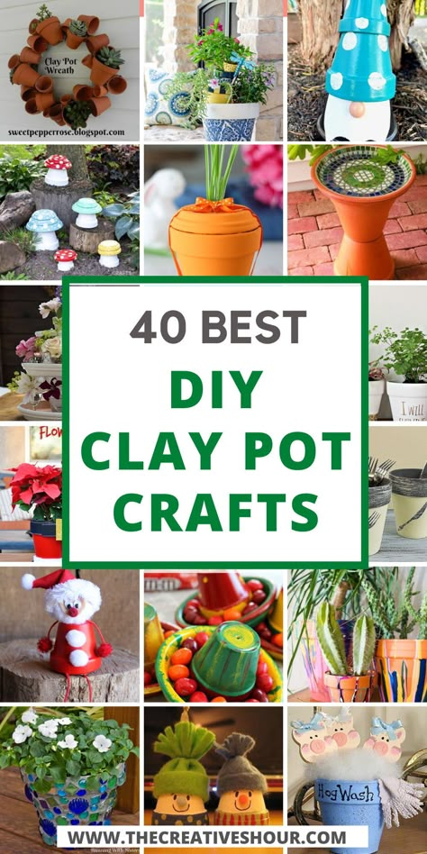 Clay pot crafts are a good way to show off your creativity, reuse old items, make Christmas ornaments that are of a kind and most of all, can be very kid-friendly. Here are some amazing clay pot crafts ideas for kids, garden, DIY. Click here for more beautiful clay pot crafts ideas, clay pot crafts garden, DIY clay pot crafts, clay pot crafts for kids, aesthetic clay pot crafts, sculptures & statues clay pot crafts, DIY projects clay pot crafts, clay pot crafts pots & planters. Clay Pot Diy Projects, Mini Pot Crafts, Mini Terracotta Pots Ideas, Claypot Craft Ideas, Clay Pot Decoration Ideas, Decorating Clay Pots, Clay Pot Outdoor Decor, Terracotta Pot Craft Ideas, Terracotta Pot Crafts Diy