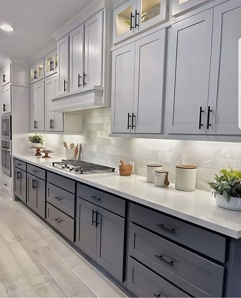 White Gray Kitchen Ideas, Grey Kitchens Ideas, Charcoal Grey Kitchen Cabinets, Grey Cabinets White Countertops, Grey Kitchen Ideas Modern Gray, Grey Cabinets Kitchen, Charcoal Gray Kitchen Cabinets, Gray Kitchen Ideas, Kitchen Cupboard Colours