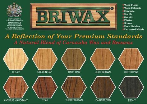 Briwax: Teak for wax staining bookshelves to match floors Briwax Colors, Old Masters Gel Stain, Wood Fillers, Birth Colors, Painting Wood Furniture, Benjamin Moore Colors, Furniture Wax, Wood Wax, Concrete Wood