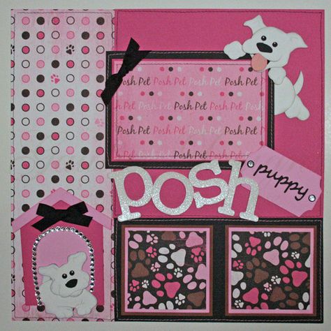 This is a custom order for Marlene (Etsyscrapper) (1) one - premade 12x 12, 2-page scrapbook layout; Posh Puppy Thank You Pet Scrapbook Layouts, Scrapbook Photos, Dog Scrapbook, Cute Scrapbooks, Pet Scrapbook, Love Scrapbook, Creative Scrapbook, Arrangement Ideas, Premade Scrapbook