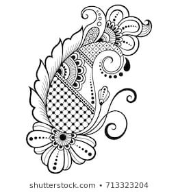 Similar Images, Stock Photos & Vectors of Vector Vintage Floral Decorative Element Design - 383394679 | Shutterstock Henna Tattoo Flower, Flower Stencil Patterns, Mehndi Flower, Henna Drawings, Tato Henna, Mehndi Style, Beginner Henna Designs, Flower Drawing Design, Wedding Mehndi Designs