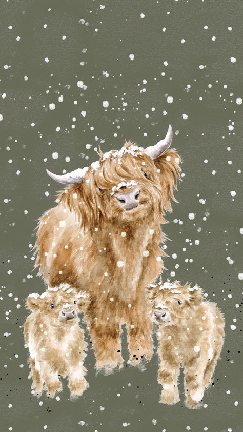 Highland Cow Phone Wallpaper by Wrendale Designs Cow Phone Wallpaper, Apple Background, Wrendale Designs, Kindle Cover, Whimsical Art, Highland Cow, Secret Santa, Iphone Background, Cute Wallpapers