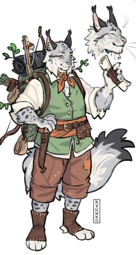 Snow Leopard Tabaxi Dnd, Anthropomorphic Animal Character Design, Tabaxi Cowboy, Big Cat Character Design, Tabaxi Reference, Toucan Character Design, Tabaxi Bard Male, Anthropormophic Character Design, Dnd Leonin Character Art