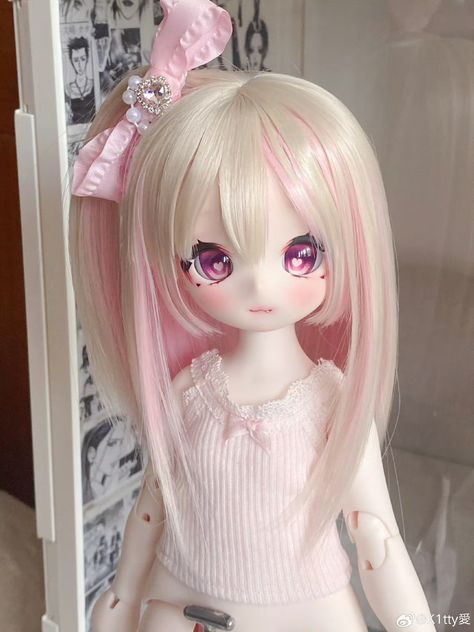 Mother Garden, Pink Blonde Hair, Dollfie Dream, Anime Doll, Blonde With Pink, Kawaii Doll, Pink Doll, Dream Doll, Japanese Dolls