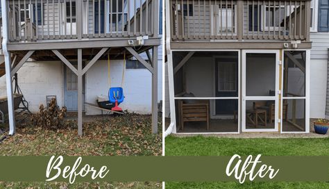 Screened-in Under Deck Project - Screen Tight Deck Screened In Porch, Patio Under Decks, Poured Concrete Patio, Screened In Porch Diy, Under Deck, Screened In Deck, Deck Makeover, Under Decks, House Shed