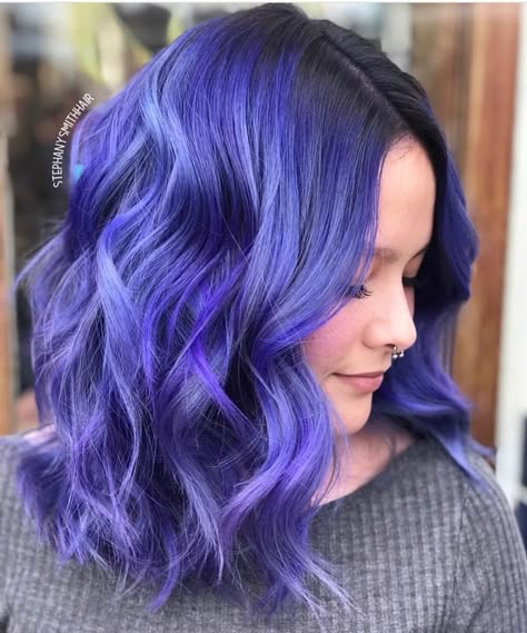 Purple And Indigo Hair, Multi Purple Hair, Blurple Hair Color, Blueish Purple Hair, Bluish Purple Hair, Hair Dye Ideas Purple, Pulp Riot Hair Color Ideas, Blurple Hair, Womens Hair Color