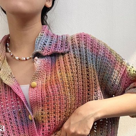 IamLanka on Instagram: "My favorite Jebel Button Up crochet pattern is now live!🎉 Make sure to get your copy while the pattern is still on sale for 15% off over the next 48 hours. I promise this pattern is a MUST-HAVE! You'll absolutely love it. 💗💗💗Don't forget to check out the link in @handmadebyhannalouise 's bio for the pattern. • • • • • • • #crochetpattern #crochetshirt #crochettop #crochetaddict #crochetersofinstagram #crocheteveryday #crochetinspiration #crochetinspo #crochetisfun #cr Button Up Crochet Top, Crochet Button Down, Crochet Button Up, Crochet Button, Crochet Things, Crochet Buttons, Crochet Shirt, Crochet Woman, 15 % Off