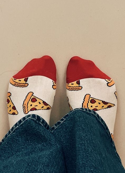 pizza & socks? #graphicdesigner🤩 Goofy Socks Aesthetic, Grippy Socks Aesthetic, Fun Socks Outfit, Sock Styling, Pizza Socks, Pizza Aesthetic, Fnaf Au, Socks Aesthetic, Pizza Logo