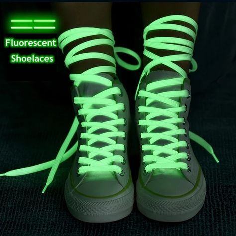 1 Pair Luminous Shoelaces Flat Sneakers Canvas Shoe Laces Glow In The Dark Night Color Fluorescent Shoelace 80/100/120/140cm|Shoelaces| - AliExpress Ways To Tie Shoes, Glow Party Ideas, Neon Dance, Glow Run, Glow Birthday Party, Led Shoes, Glow In Dark, Neon Aesthetic, Glow Party