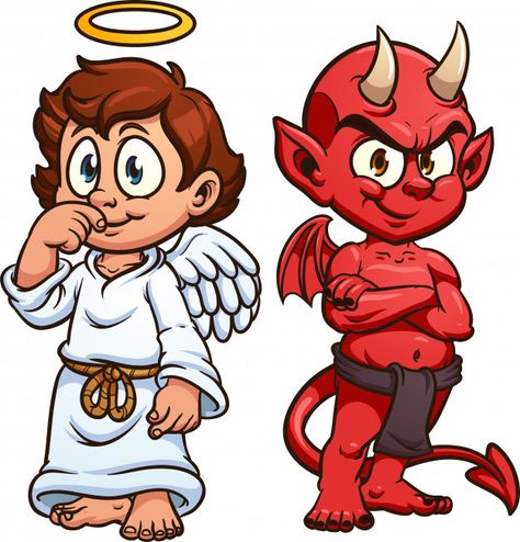 Ángel y demonio Vector Premium | Premium Vector #Freepik #vector #caracter Engineer Cartoon, Angel Y Diablo, Cartoon Rat, Devil Tattoo, Kids Doodles, Cartoon People, Graffiti Characters, Character Creator