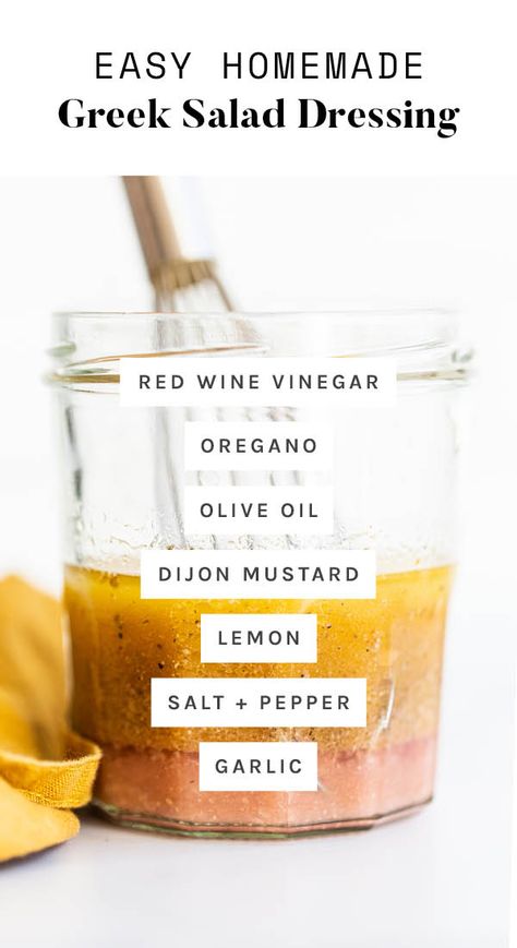 Super Simple Healthy Lunches, Savory Salad Dressing Recipes, Cava Greek Vinaigrette, Homemade Dressings For Salads, Red Wine Vinegar Salad Dressing, Greek Vinaigrette Dressing, Italian Vinaigrette Dressing, Greek Dressing Recipe, Homemade Vinaigrette Dressing