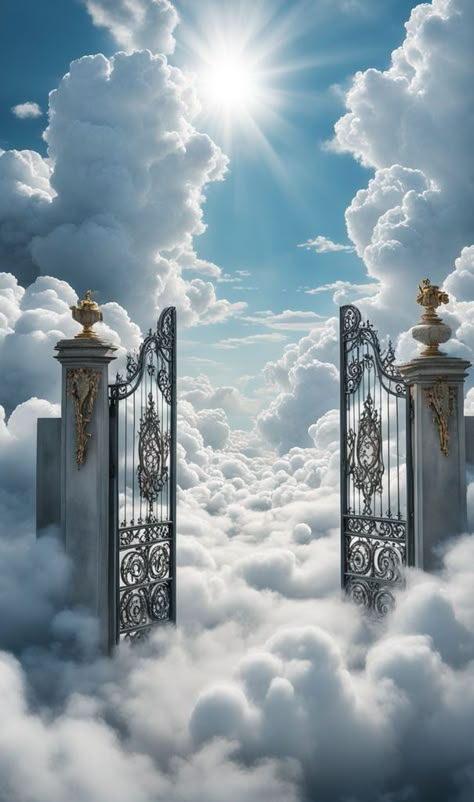 Open Heaven Background, Heaven Gates Background, Heaven Pictures Backgrounds, Heaven Pictures Paradise, Church Wallpaper Backgrounds, Heaven Background Aesthetic, Gates To Heaven, Heavenly Angels Art, Heaven Gates