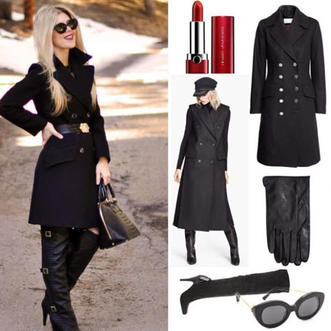 A spy or secret agent costume can be as easy as wearing a long coat in black, gray, or even camel, buttoned up or belted with a pair of boots and sunglasses. Add a hat, gloves, and red lips for more details. Spy Costumes, Secret Agent Costume, Agent Costume, Spy Costume, Work Appropriate Halloween Costumes, Detective Costume, Spy Stuff, Spy Outfit, Spy Girl