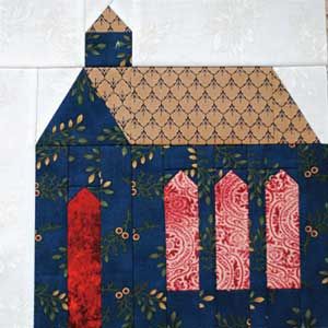 12 Inch House Quilt Block Pattern, Patchwork Houses Pattern Quilt Blocks, Church Quilt Block Pattern, House Quilt Block Pattern Free, Flag Waver, Quilted Houses, Quilt Houses, Mccalls Quilting, House Quilt Block