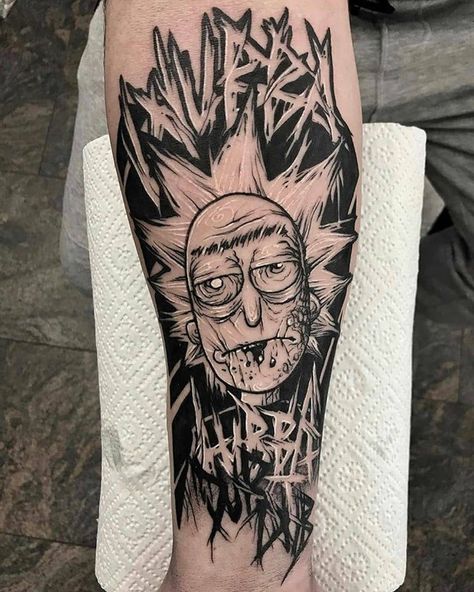 Rick Tattoo, Rick And Morty Tattoo, Rick And Morty Drawing, Forearm Band Tattoos, Nordic Tattoo, Rick Y Morty, Tatuaje A Color, Small Tattoos For Guys, Dark Tattoo