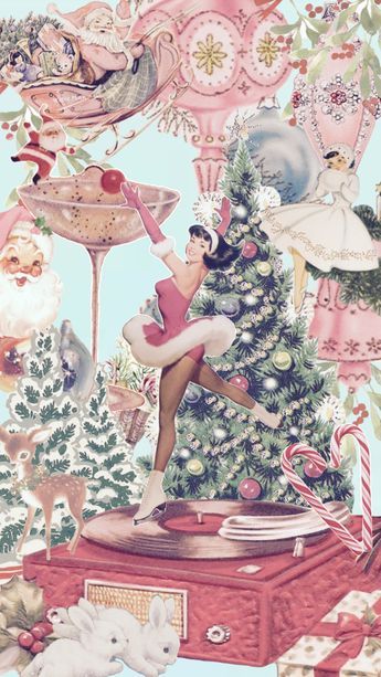 Old Fashioned Christmas Wallpaper, Couqutte Christmas, Classy Christmas Wallpaper, Disco Christmas Wallpaper, Victorian Christmas Wallpaper, Christmas Screen Wallpaper, Vintage Pink Christmas Wallpaper, Pink Vintage Christmas Aesthetic, Old Christmas Wallpaper